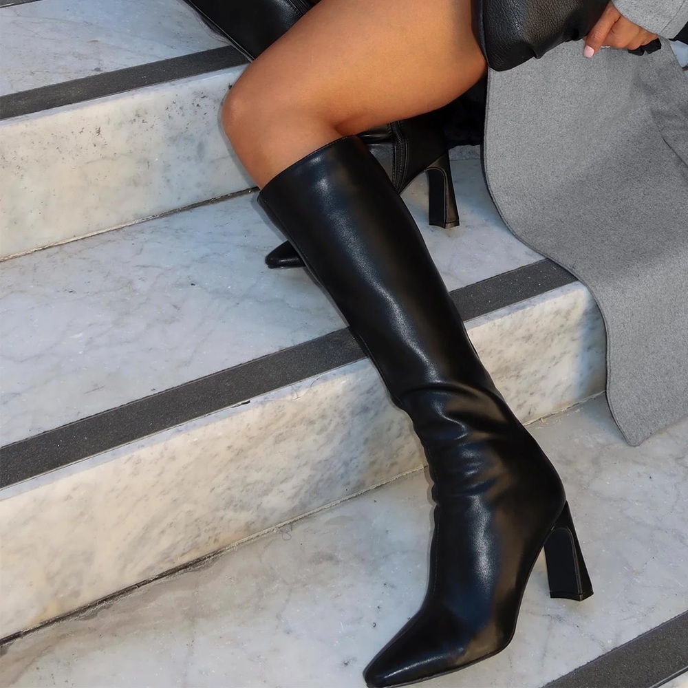 Princess Polly Sawyer Knee High Boots Black